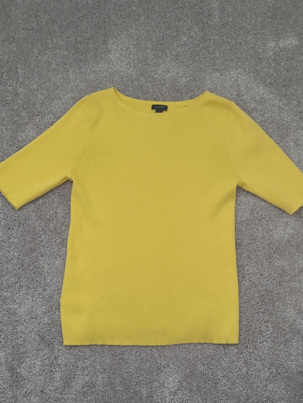 Ann Taylor Factory Bright Yellow Scoop Neck Short Sleeve Sweater